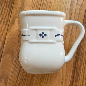 Longaberger Pottery Woven Traditions Ivory Cornflower Blue Soft Square Mug